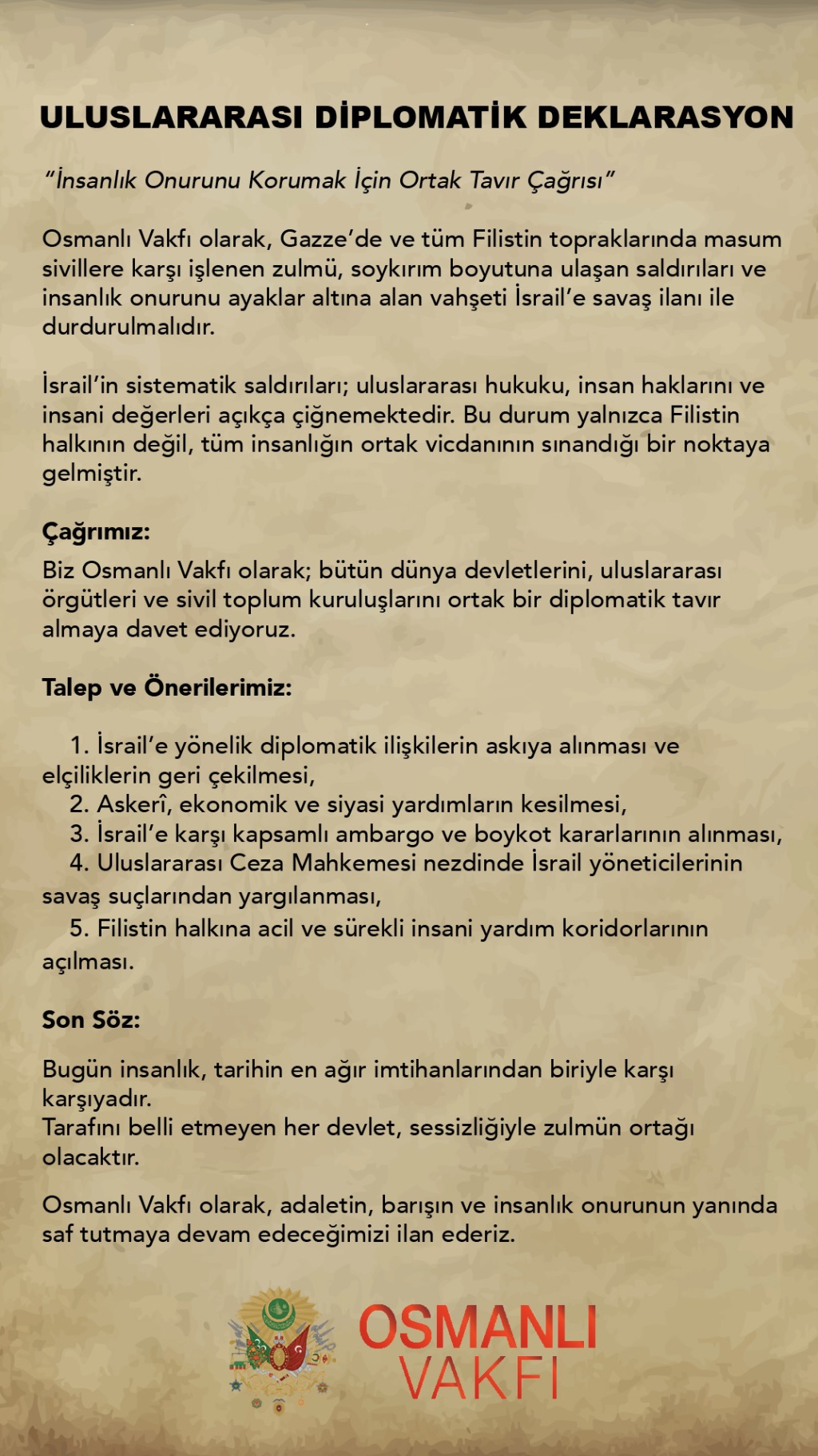 ULUSLARARASI DİPLOMATİK DEKLARASYON