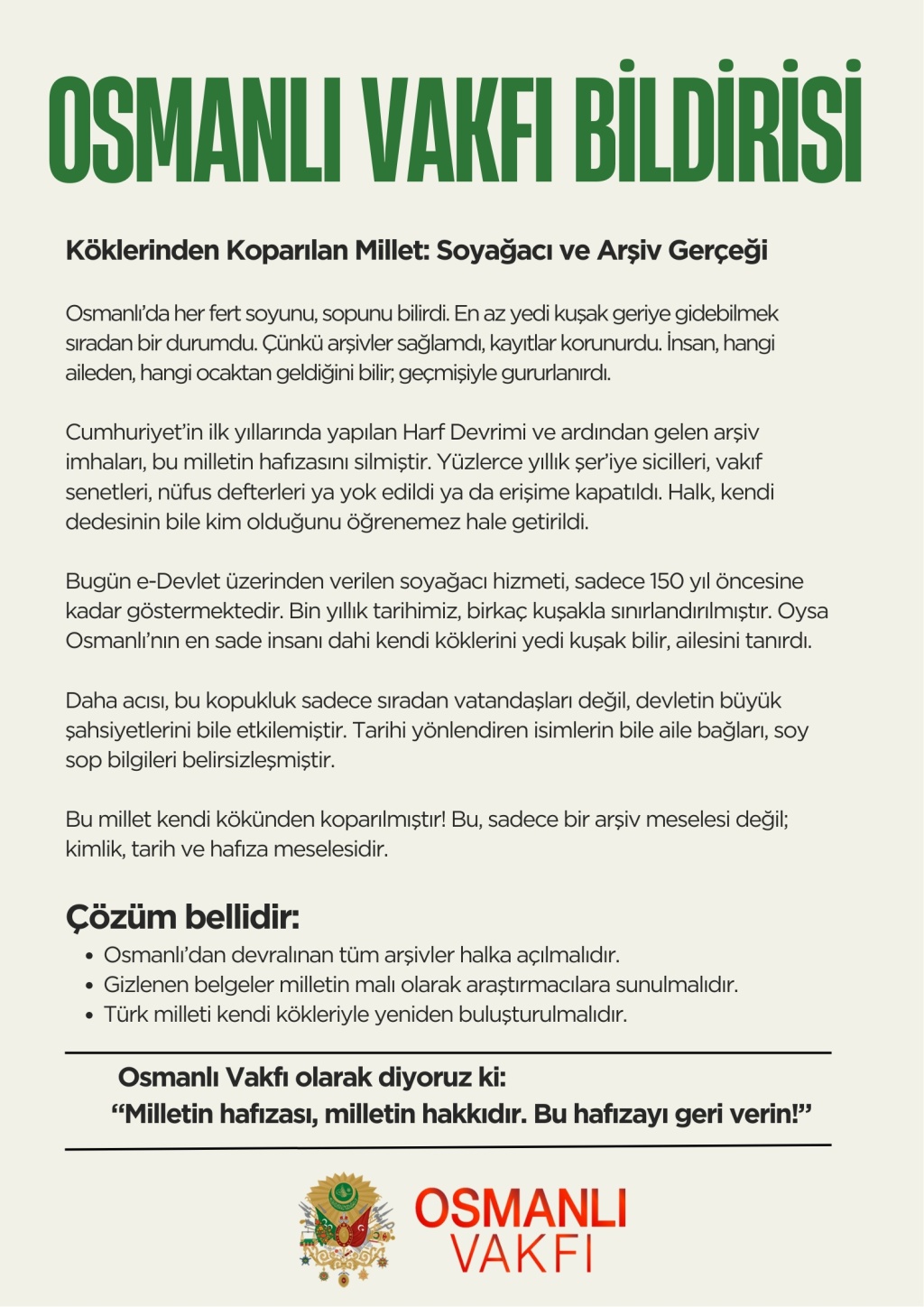 KÖKLERİNDEN KOPARILAN BİR MİLLET: SOYAĞACI VE ARŞİV GERÇEĞİ