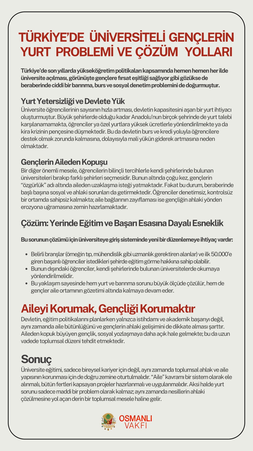 TÜRKİYE'DE ÜNİVERSİTELİ GENÇLERİN YURT PROBLEMİ VE ÇÖZÜM YOLLARI